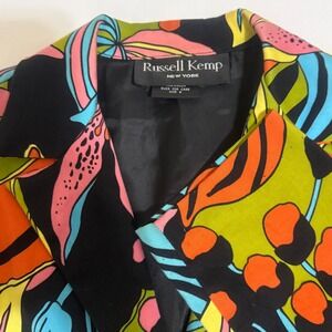RARE Russell Kemp New York Womens Blazer Jacket Size 8 Floral Print Button Front